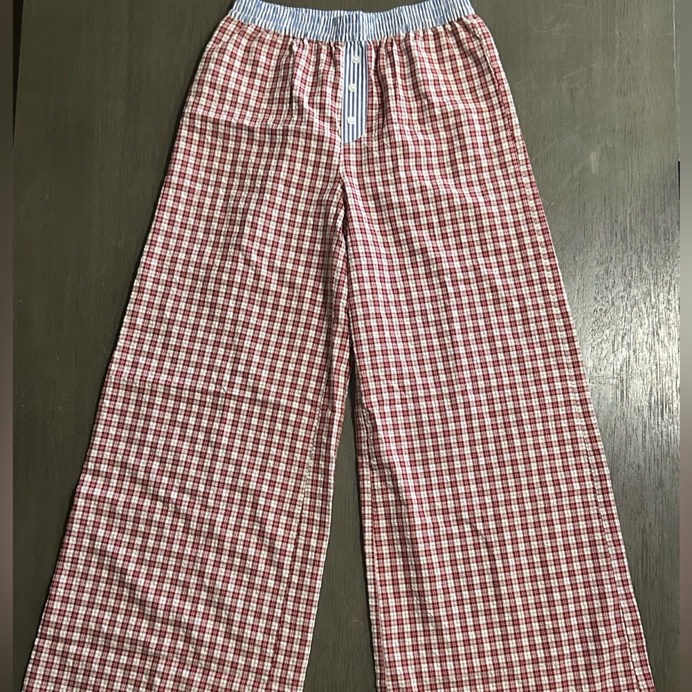 Sincerely Jules Red and White Plaid Pajama Bottoms
